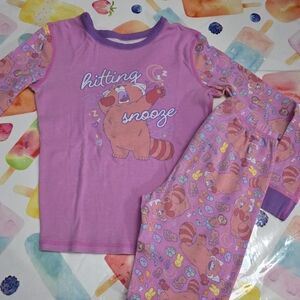 Disney Pixar Turning Red Mei & Panda Print Pink Pajama Shirt & Pants Set Size 8